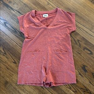 B7 Madewell MWL Women’s Large Red Short Sleeve Romper with Pockets
